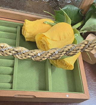 Vintage Italian 14K Gold Woven Rope Chain Link Bracelet