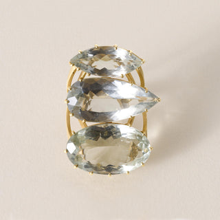 18K gold 35 Carats Tri of Aquamarine Statement Ring