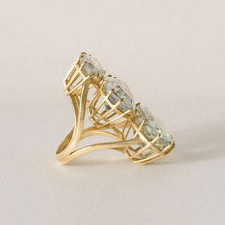 18K gold 35 Carats Tri of Aquamarine Statement Ring