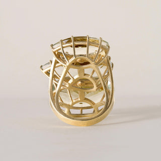 18K gold 35 Carats Tri of Aquamarine Statement Ring