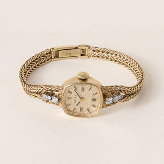 Vintage 14K Gold Ladies Classique Rolex Watch With Diamonds
