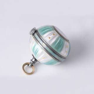 Antique French Silver La Vogue Green Enamel Clock Pendant