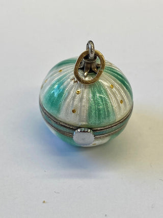 Antique French Silver La Vogue Green Enamel Clock Pendant