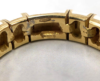 18K Gold Vintage Italian White Enamel Diamond Mesh Ring | Mesh Jewelry