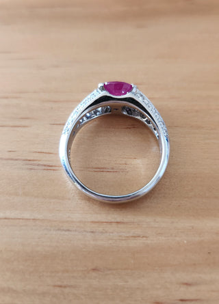 Vintage Platinum 1.17 Carat Burma Ruby and Diamond Ring