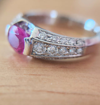 Vintage Platinum 1.17 Carat Burma Ruby and Diamond Ring
