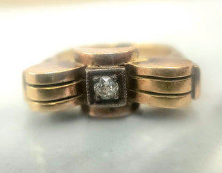 Vintage 14K Rose Gold Diamond Retro Diamond Ring