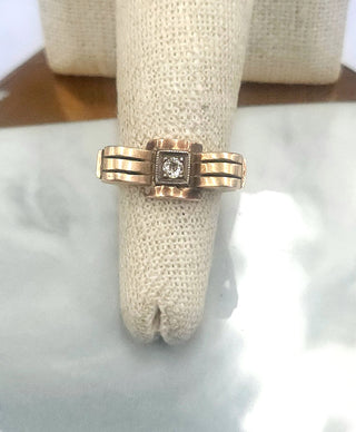 Vintage 14K Rose Gold Diamond Retro Diamond Ring