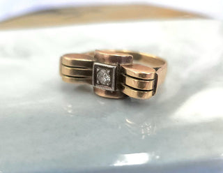 Vintage 14K Rose Gold Diamond Retro Diamond Ring
