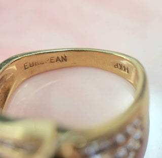 14K Yellow Gold Blue Sapphire Marquise European Shank Diamond Ring Band