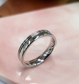 Hermes 18k White Gold Grooved Band Ring