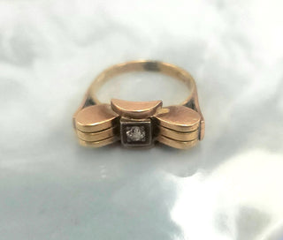 Vintage 14K Rose Gold Diamond Retro Diamond Ring