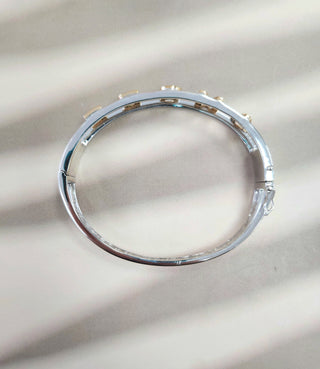 14K 2Tone Gold Life is "AMORE" Diamond Bangle Braclet