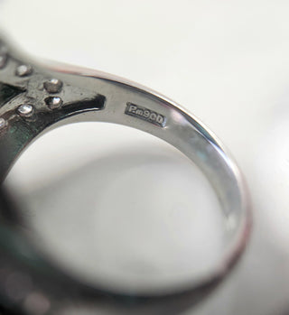 Vintage Platinum Emerald and Diamond Cluster Cocktail Ring