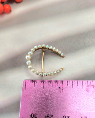 Antique Victorian  14K Gold Lucky Horseshoe Pearl Brooch