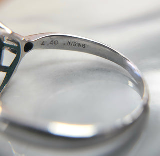 Vintage 18K White Gold Sleeping Beauty Turquoise Ring with Diamond Accents