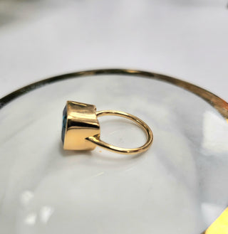 Blue Zircon 10.80 Carat Cushion Cut Bezel Setting Solid 18K Yellow Gold