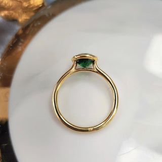 18K Yellow Gold 1.57 Carat Tsavorite Garnet Floating Bezel Set Solitaire Ring