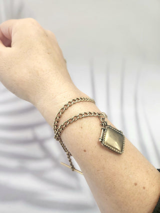 Victorian 12K Rose Gold Watch Fob Double Row Bracelet Link Chain - 13 Inch