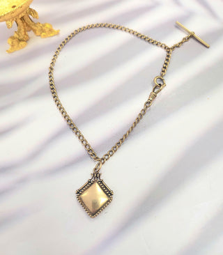 Victorian 12K Rose Gold Watch Fob Double Row Bracelet Link Chain - 13 Inch