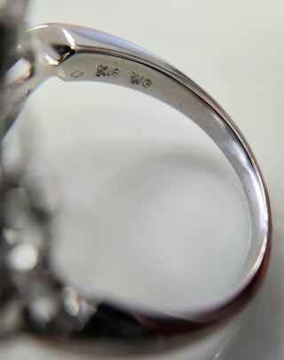 18K White Gold Australian Opal & Diamond Filigree Ring Filigree