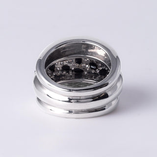 18K White Gold Black Onyx & Diamond Panther Wide Band Ring