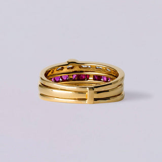 18K Ruby & Diamond Versatile Ring Band 18K Yellow Gold