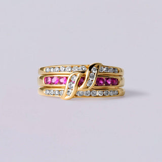 18K Ruby & Diamond Versatile Ring Band 18K Yellow Gold