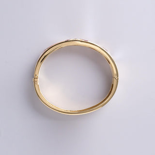 18K Gold 2.20 Carats Ruby, Diamond & Mother of Pearl Inlay Bangle