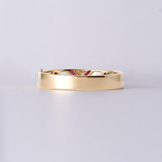 18K Gold 2.20 Carats Ruby, Diamond & Mother of Pearl Inlay Bangle