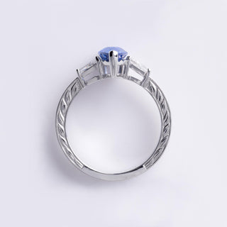 Stunning 2 Carat Pear-Shaped Sapphire Ring with Diamond Accents in Platinum
