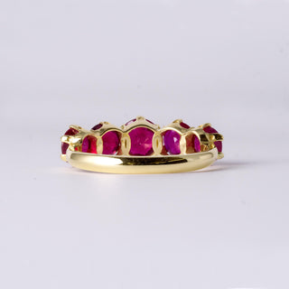 2.50ct Burma Ruby 5 Stone Ring | Vintage 18K Gold Red Gemstone Band