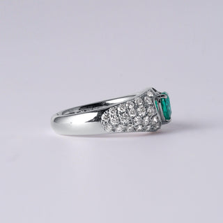 Vintage Platinum Heart-Shaped Colombian Emerald and Pave Diamond Ring — Timeless