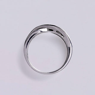 Emerald Princess Cut and Diamond Cross Over Band 18K White Gold