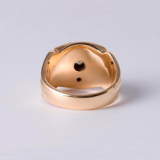 14K Gold Masonic Ring | Double Eagle Head | 0.18ct Old European Cut Diamond