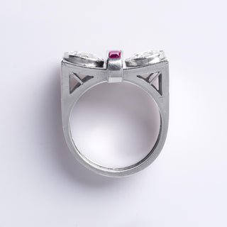 Platinum 1940's Old European Cut Diamond and Ruby Ring – 2.20 Carats