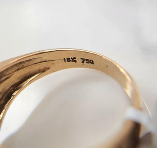 Retro Tri Gold Leaf Ring | Rose Cut Diamonds in 18K Yellow, White & Rose Gold