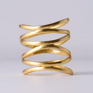 22K Yellow Gold Spiral Multi Layer Wide Wrap Statement Ring Band