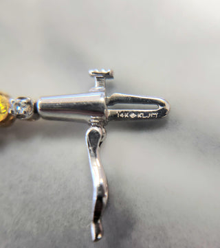 Lovely 1.25 Carat Yellow Sapphire and Diamond Thin Bracelet 14K 2 Tone Gold