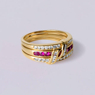 18K Ruby & Diamond Versatile Ring Band 18K Yellow Gold