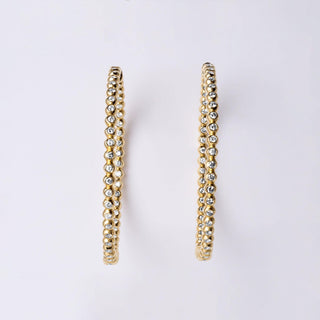 Bezel Set Diamond Hoops 1.40 Carats Inside Out Earrings 18K Yellow Gold