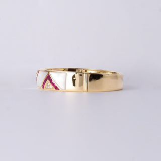 18K Gold 2.20 Carats Ruby, Diamond & Mother of Pearl Inlay Bangle