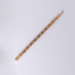 Vintage 14K Gold 1.50 Carats TW Old European Cut Diamond Cube Link Bracelet