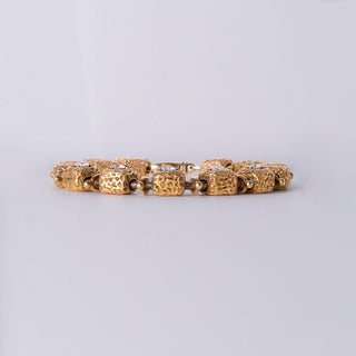 Vintage 14K Gold 1.50 Carats TW Old European Cut Diamond Cube Link Bracelet