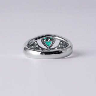 Vintage Platinum Heart-Shaped Colombian Emerald and Pave Diamond Ring — Timeless