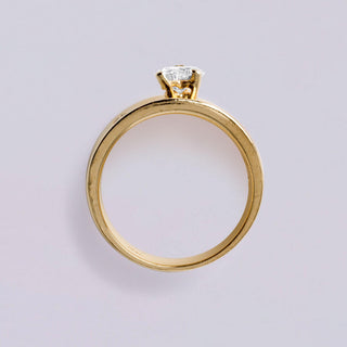 0.55ct Heart Shape Diamond Ring 14K Yellow Gold Wide Band Size 7