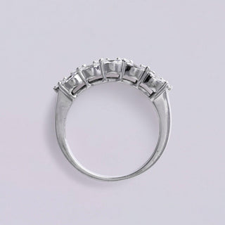 Stunning 3 Row Marquise and Round Brilliant Diamond Ring Band 14K White Gold