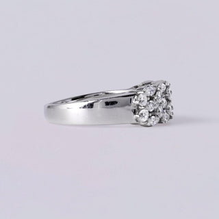 Stunning 3 Row Marquise and Round Brilliant Diamond Ring Band 14K White Gold