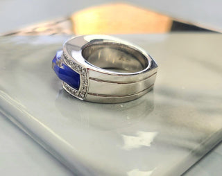 Stephen Webster 18K White Gold Vivid Blue Crystal Haze and Diamond Ring