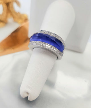 Stephen Webster 18K White Gold Vivid Blue Crystal Haze and Diamond Ring